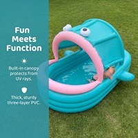 Piscine gonflable pour enfants avec auvent solaire, motif poisson à grande bouche, pour la maison, le jardin, les jeux aquatiques en famille
