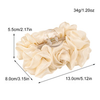 Nouvelle Pince à Cheveux Requin Transparente de 13 cm pour Femmes, Grande Fleur Double Face en Acrylique et Mousseline, Rose, Style Doux et Tendance, Idéale pour les Fêtes