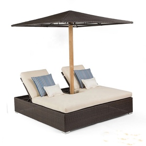 Wicker vườn hồ bơi đôi hiện đại ngoài trời Chaise phòng chờ Patio mây đôi <span class=keywords><strong>Lounger</strong></span> Sun <span class=keywords><strong>Lounger</strong></span> - Product Image 1