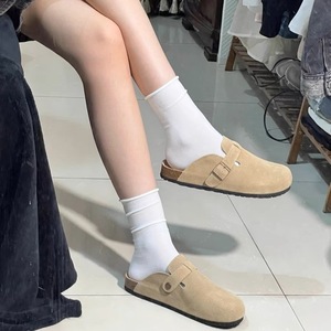 Mules unisexes en cuir véritable de haute qualité, personnalisables, antidérapantes, avec support de voûte plantaire en liège, plates, fermées, type <span class=keywords><strong>Birkenstock</strong></span>, pour femmes - Product Image 4