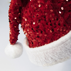 Sombrero clásico <span class=keywords><strong>de</strong></span> Papá Noel <span class=keywords><strong>de</strong></span> lentejuelas rojas con ribete <span class=keywords><strong>de</strong></span> piel sintética blanca y Pompón para el día <span class=keywords><strong>de</strong></span> Navidad Sombrero <span class=keywords><strong>de</strong></span> Navidad <span class=keywords><strong>de</strong></span> felpa <span class=keywords><strong>de</strong></span> Navidad - Product Image 4