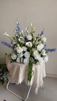 Magnifiques fleurs artificielles en rose et hortensia, faites à la main, grande taille, bleu et blanc, pour chemins de table de mariage et décoration de sol.
