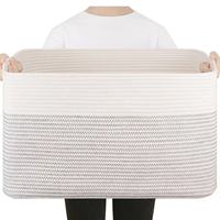 Panier de rangement rectangulaire en corde de coton tressée de 75 litres avec poignées, style européen et américain, pour salon et chambre d'enfant