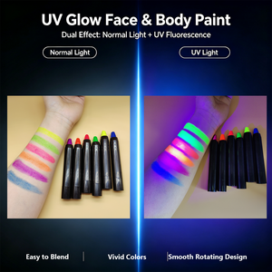 Trucco halloween 6 colori lavabili <span class=keywords><strong>per</strong></span> bambino twist uv bagliore al neon pennarelli scuri <span class=keywords><strong>per</strong></span> il corpo del viso - Product Image 4