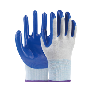 ถุงมือทำงานแบบหนาพิเศษเคลือบสีน้ำเงิน กันลื่น ระบายอากาศได้ดี ทนน้ำมัน ป้องกันการบาด ไม่มีส่วนผสมของน้ำยาง ทนต่อการฉีกขาด ทนต่อการเสียดสี - Product Image 5