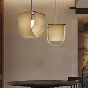 Lámpara colgante rectangular de tela estilo Wabi Sabi japonés de Harmony Lighting, LED E27, para decoración de salas de té y restaurantes. - Product Image 4