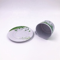 Tasses à thé et soucoupes en mélamine plastique de haute qualité, durables, personnalisables (couleur, logo, motif floral), réutilisables pour le camping et la restauration – Vente chaude en gros