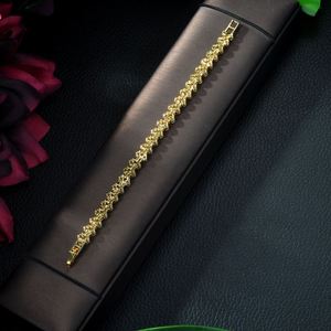 HIBRIDE Trendy Bride Jewelry Clear CZ Crystal Leaf Charm Cubic Zirconia Pulseras para mujeres - Product Image 4