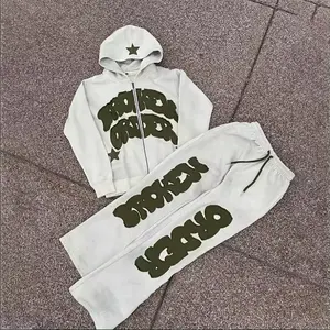 YC Wholesale Custom Heavyweight French Terry Men's Street Wear Hoodie Sweatpants Set High Quality Casual Track Suits Embroidery