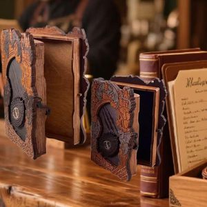 Nuevo juego de regalo de libro mágico de madera DIY superventas con patrones de dragón en caja de artesanías de madera - Product Image 1
