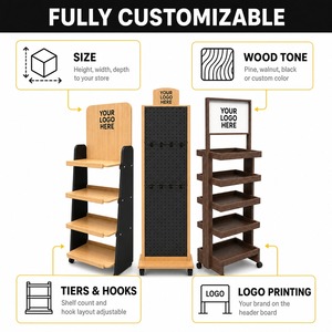 Espositore Moderno Personalizzato in Legno di Pino, Scaffale da Terra in Compensato per Negozi al Dettaglio, per Bevande, Alimenti per Animali, Cosmetici, OEM - Product Image 5
