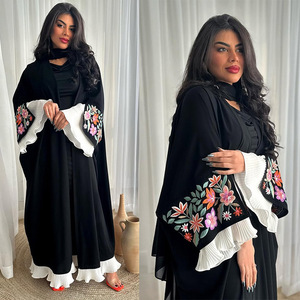 Abaya Elegante di Dubai <span class=keywords><strong>Meva</strong></span> con Ricami Fatti a Mano, Vestito Lungo da Donna, Kaftan Vanita Musuman Turki, Abito Musulmano all'Ingrosso - Product Image 2