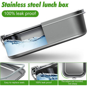 Boîte à lunch en acier inoxydable Conteneur de stockage alimentaire séparable Clip verrouillable Boîte à bento étanche Passe au micro-ondes Lave-vaisselle - Product Image 2