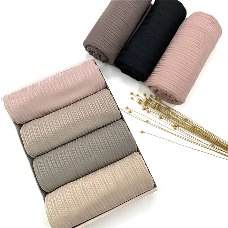 Yiwu heiß verkaufen Baumwoll faden einfarbig Schweißtuch monochrome Schal Rippe Pit Strip einfarbige Schals Schals
