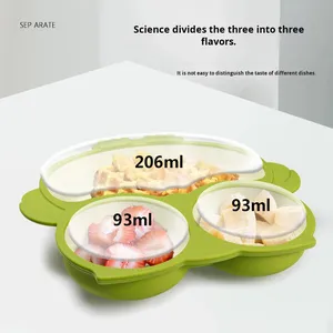 Bé <span class=keywords><strong>LED</strong></span> cai sữa Bộ đồ ăn bao gồm Silicone hút bát chia tấm BIB Cup cho giai đoạn đầu tiên rắn thực phẩm ăn cho - Product Image 3