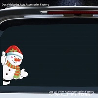 Autocollants décoratifs et de salutation pour voiture en PET imperméable réutilisable, motif Père Noël et elfe, best-seller transfrontalier