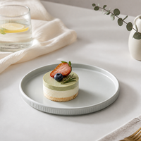 Assiette Ronde Plate en Mélamine Écologique Gris Mat Incassable Compatible Lave-Vaisselle 50 Pièces pour Restaurant Hôtel Fête