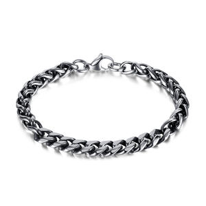 Stile semplice europeo gioielli da uomo Hip Hop alta lucidata da uomo bracciale in acciaio inox gancio cubano catena a maglia con fibbia - Product Image 1