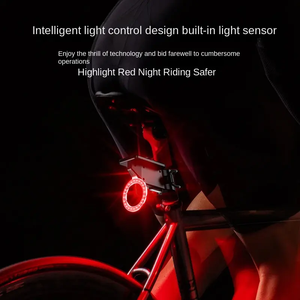 Feu arrière de <span class=keywords><strong>vélo</strong></span> rechargeable à énergie solaire USB C Super Bright Night Riding Safety Rear Light Indicateur LED Bicycle Light - Product Image 3