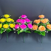 Bouquet de roses artificielles en maille, 12 roses en soie, fleurs décoratives de Chine, simulation de fleurs éternelles pour le festival Qingming