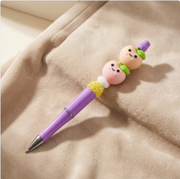 Perles focales 3D en silicone personnalisées pour stylos à perles, perles mignonnes en forme de pêche pour la création de porte-clés DIY et cadeaux pour enseignants