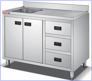 Mode1: GSDL-120A Armoire de lavage en acier inoxydable 304/201 à évier unique avec bac de lavage gauche - Product Image 3