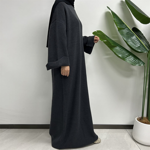 <span class=keywords><strong>New</strong></span> Áo Len Abaya Độ Dày Mùa Đông Dài Ăn Mặc Chất Lượng Cao Cổ Điển Hồi Giáo Quần Áo Sóng Cuff khiêm tốn Ấm Đóng Abaya - Product Image 3