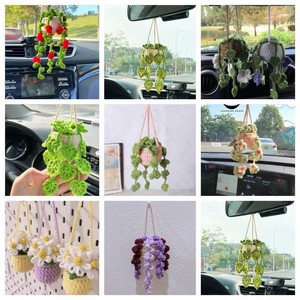 Ciondolo per <span class=keywords><strong>Auto</strong></span> con Fiori Artificiali <span class=keywords><strong>in</strong></span> Poliestere Lavorato a Mano, Ornamento Creativo per Specchietto Retrovisore - Product Image 1