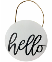 Décoration de porte d'entrée — hello rustique, panneau rond de bienvenue, à suspendre, en bois, pour la maison, nouveauté