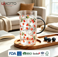 Carafe en verre borosilicate LAKOTTO 2000 ml, fabricant, réutilisable, écologique, OEM, ODM, personnalisable, carafe à eau pour boissons
