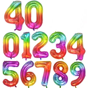 40 zoll Rainbow Jelly Gradient anzahl Foil Balloons air Balloon geburtstag party dekorationen kinder 0-9 Digit ballon