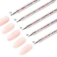 Stylo à diamant professionnel JiaSi double face avec manche en acrylique et pointe en acier inoxydable JS-HB003 pour nail art - Échantillon gratuit