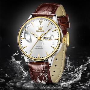 Reloj de Cuarzo para Hombre, 2933, de Lujo, con Correa de Cuero Genuino, Calendario, Clásico, Resistente al Agua, con Logotipo Personalizado OEM - Product Image 3