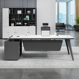 Luxus einfache moderne Chef Computer Schreibtisch Executive schwarz einzigartige Design Manager Schreibtisch mit Schrank