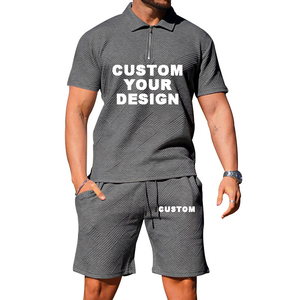 Completo Estivo da Uomo con <span class=keywords><strong>Polo</strong></span> a Maniche Corte, Colletto, Jacquard, Casual, Logo Personalizzabile, Set Due Pezzi con Pantaloni Jogger - Product Image 3