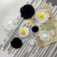 Appliques brodées en organza tissé double couche motif marguerite et tournesol, embellissements DIY, patchs de dentelle tridimensionnels