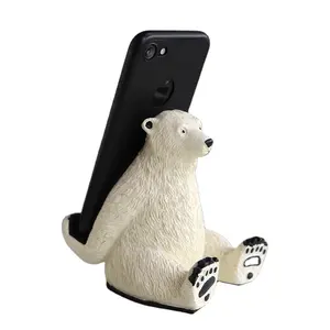 Mobile Phone Holder Sitting Bear universal Phone Stand ,Handmade Resin 3D Phone holder for Desktop Decoration