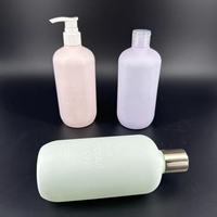 Bouteille soufflée en PE de 400 ml, toucher doux, pour lotion, shampoing, gel douche, soin des cheveux