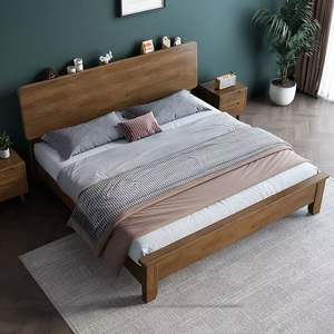 2025 nuevo modelo cama de almacenamiento de tamaño Queen <span class=keywords><strong>madera</strong></span> de nogal cama de nube gruesa bolsa suave marco Simple camas de <span class=keywords><strong>madera</strong></span> con mesas laterales - Product Image 4