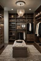 Vermonhouzz Dressing sur mesure de luxe à la française avec finition en noyer foncé et éclairage LED pour hôtel