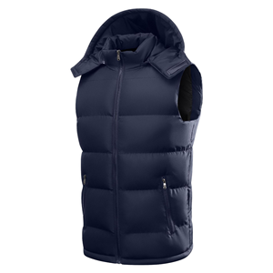 Gilet décontracté pour homme, taille européenne, coupe ample, à capuche, automne-hiver, chaud, sans manches, coupe-vent, rembourré en polyester/coton - Product Image 1