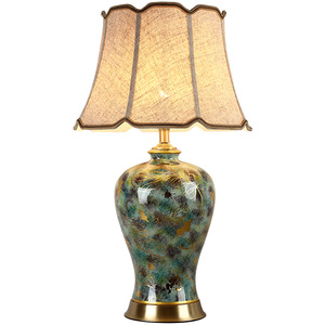 Lámpara de mesa retro de cerámica, fuente de luz LED E27, control de interruptor para sala de estar, dormitorio, estudio, pasillo - Product Image 5
