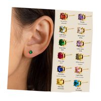 Boucles d'oreilles clous Gaovo avec pierre de naissance, plaqué or 18 carats, acier inoxydable hypoallergénique, cristaux multicolores, bijoux de mode pour femme, cadeau d'anniversaire