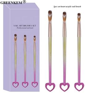 Pinceau à ongles acrylique en forme de cœur <span class=keywords><strong>rose</strong></span> 16 18 22mm, ensemble de 3 pièces, vernis à ongles, peinture, <span class=keywords><strong>dessin</strong></span>, support métallique - Product Image 1
