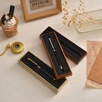 Boîte cadeau en papier grain de bois personnalisée avec logo, insert en mousse noire, étui à stylos, cadeau d'affaires, boîte de signature