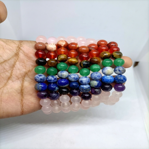 ขายส่งเจ็ดจักระกับสร้อยข้อมือโรสควอตซ์อัญมณีสร้อยข้อมือธรรมชาติคุณภาพสูง 8 มม.สร้อยข้อมือลูกปัดกลมสําหรับผู้หญิง - Product Image 1