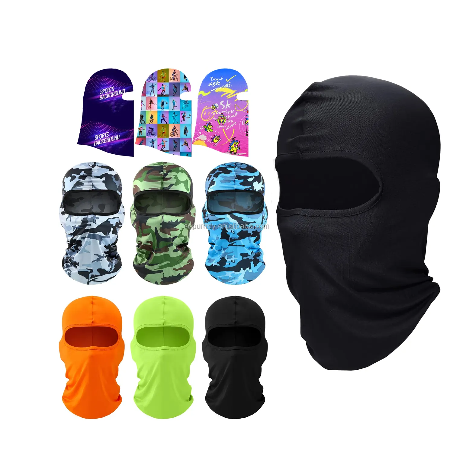Individuelles Logo Ski-Maske Abdeckung vollbedeckungsmaske Sommer Gesichtsdeckung Eis Seide UV-Schutz Balaclava Damen Männer Outdoor-Sport