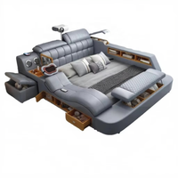 Lit combiné intelligent multifonctionnel en cuir Runwood Net Red, mobilier moderne, lit tatami massant 1,8 m