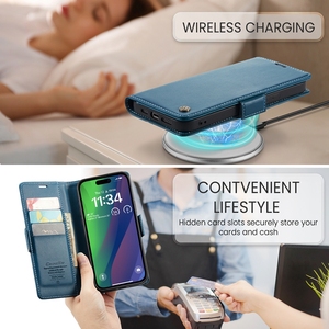 เคสหนังมีกระเป๋าเงินระบบแม่เหล็กสำหรับ <span class=keywords><strong>iPhone</strong></span> 17 16E แอร์16 15 PRO MAX 14 PLUS 13 Mini 12 11 XR <span class=keywords><strong>XS</strong></span> 8 7 6 plus ฝาพับ - Product Image 3