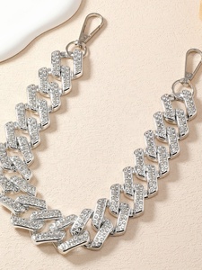 Tali tas rantai Chunky, nada perak akrilik berlapis mewah tali tas aksesori pernyataan gaya untuk tas dengan gesper tahan lama - Product Image 3